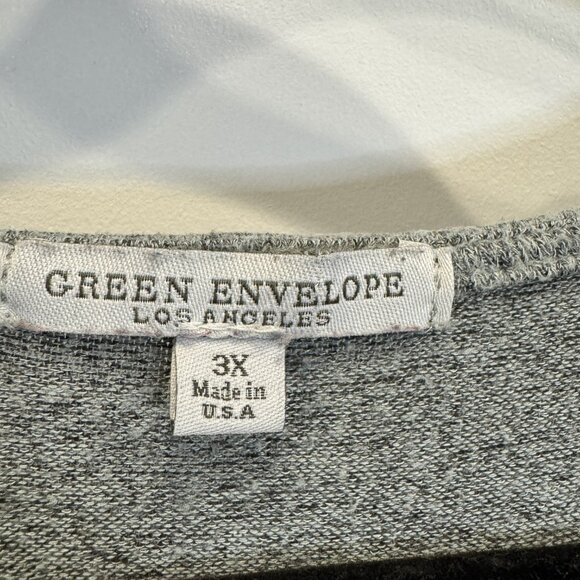 Green Envelope 3xl Gray 3/4 Length Sleeve V-Neck with Zipper Front Casual EUC - Picture 3 of 5